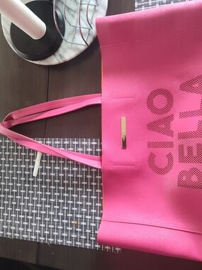 Vince Camuto Pink Perforated Logo Tote